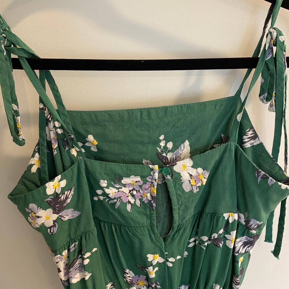 Green Floral Tie-Strap Romper